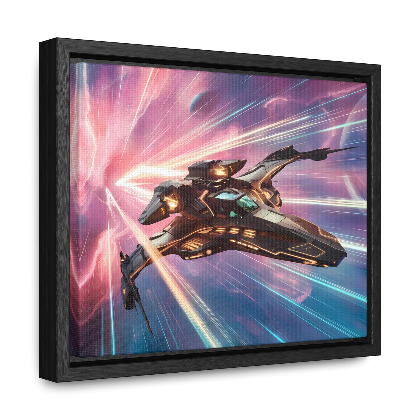 "Starship Through the Cosmic Rift" - Gallery Canvas Wraps, Horizontal Frame