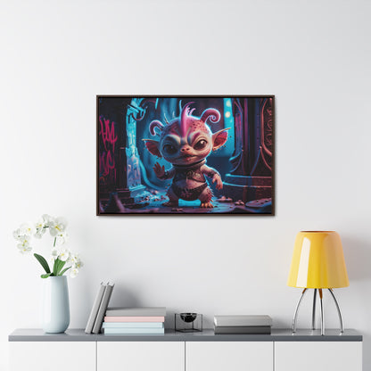 "Punk Goblin in Neon Alley" - Gallery Canvas Wraps, Horizontal Frame