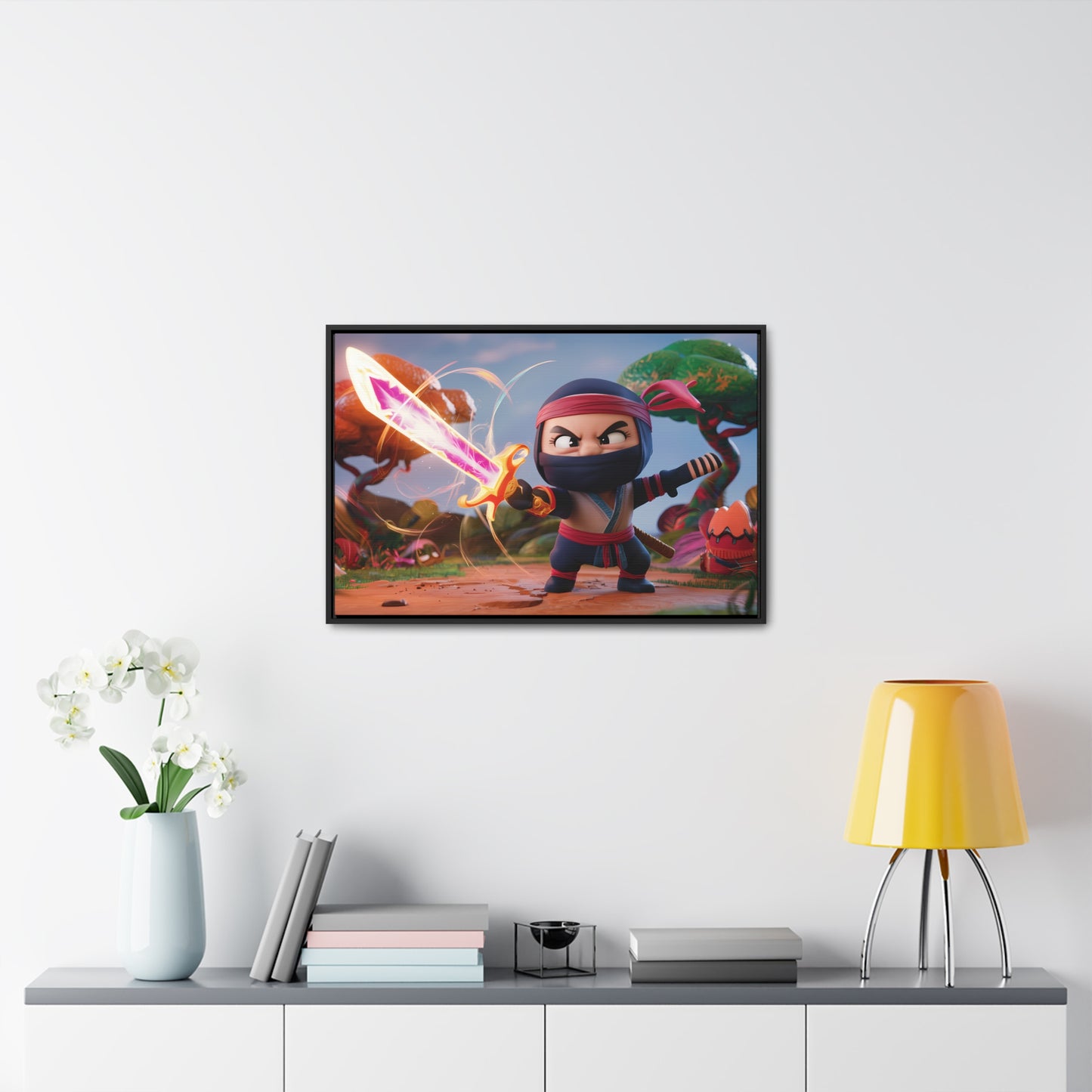 Ninja's Radiant Blade Adventure - Gallery Canvas Wraps, Horizontal Frame