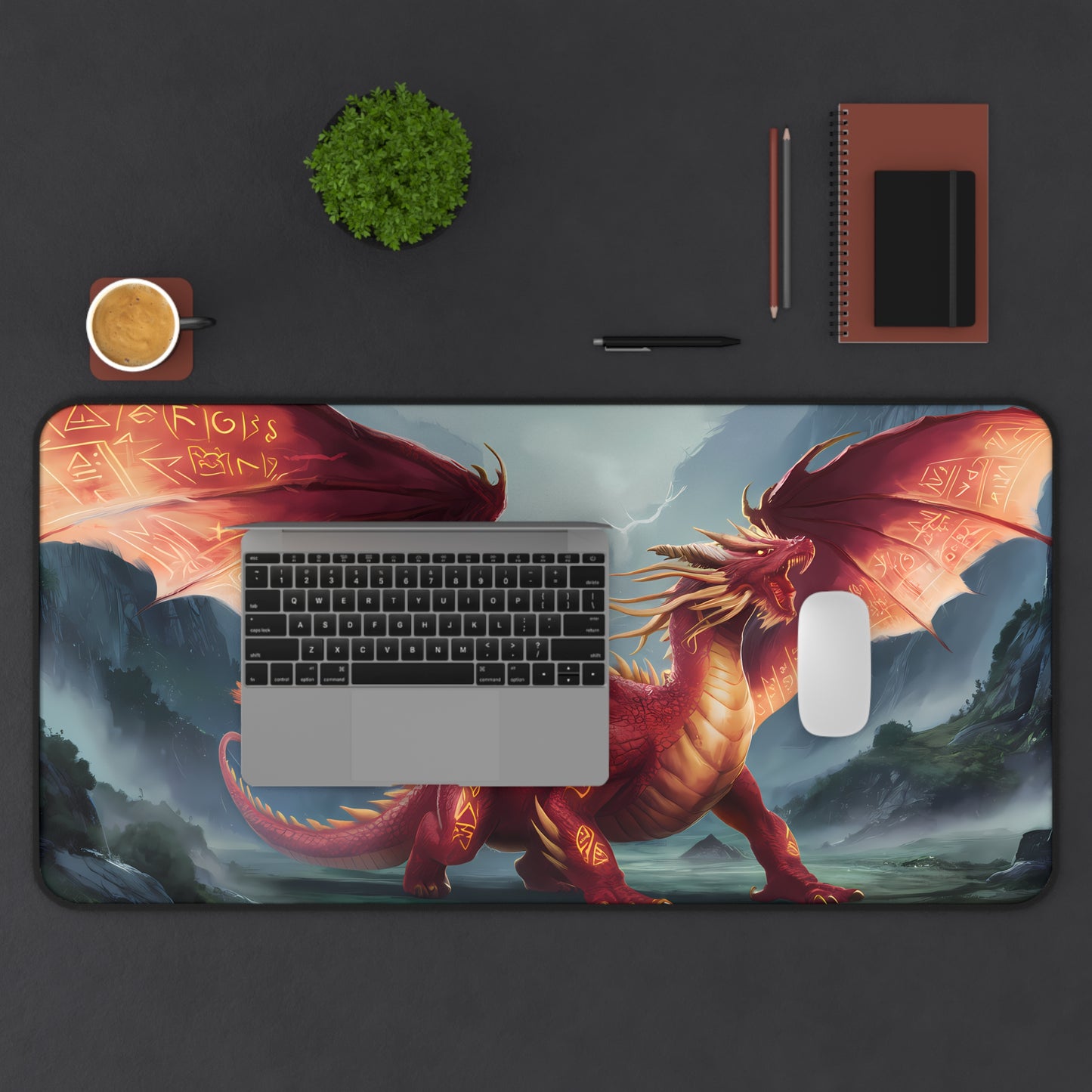 Crimson Guardian of the Ancient Runes - Desk Mat