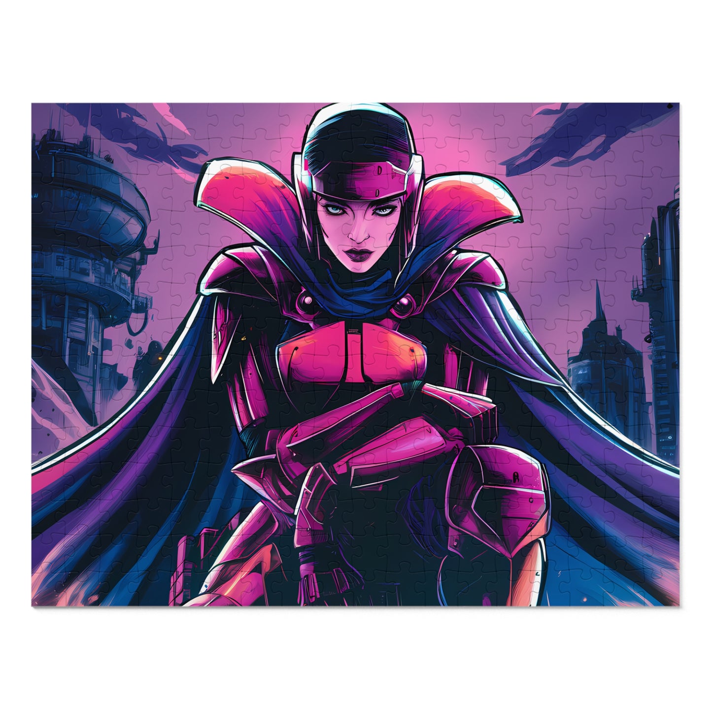 Crimson Enforcer of the Neon Fortress - Jigsaw Puzzle (30, 110, 252, 500,1000-Piece)