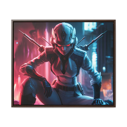 Cybernetic Valkyrie: Neon Enforcer - Gallery Canvas Wraps, Horizontal Frame