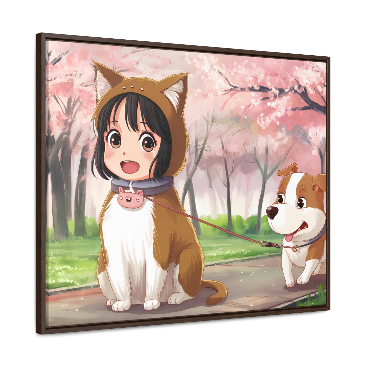 Blossom Walk with My Furry Friends - Gallery Canvas Wraps, Horizontal Frame