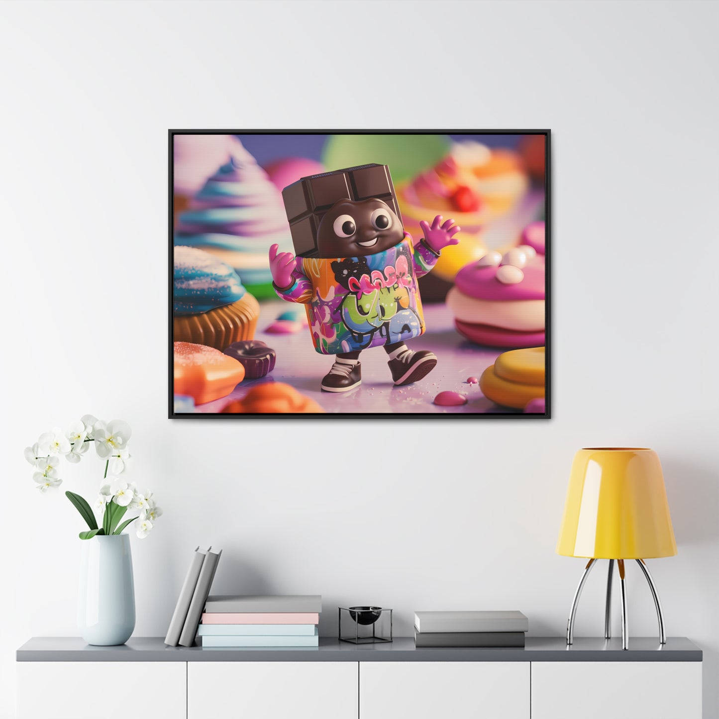 "Choco-Buddy's Sweet Adventure" - Gallery Canvas Wraps, Horizontal Frame