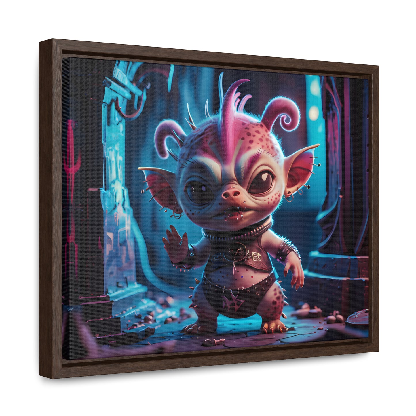 "Punk Goblin in Neon Alley" - Gallery Canvas Wraps, Horizontal Frame