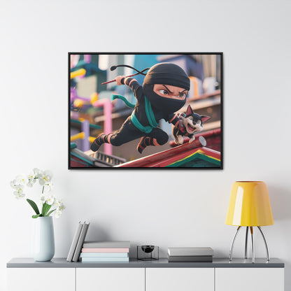 "Ninja and the Fearless Pup" - Gallery Canvas Wraps, Horizontal Frame