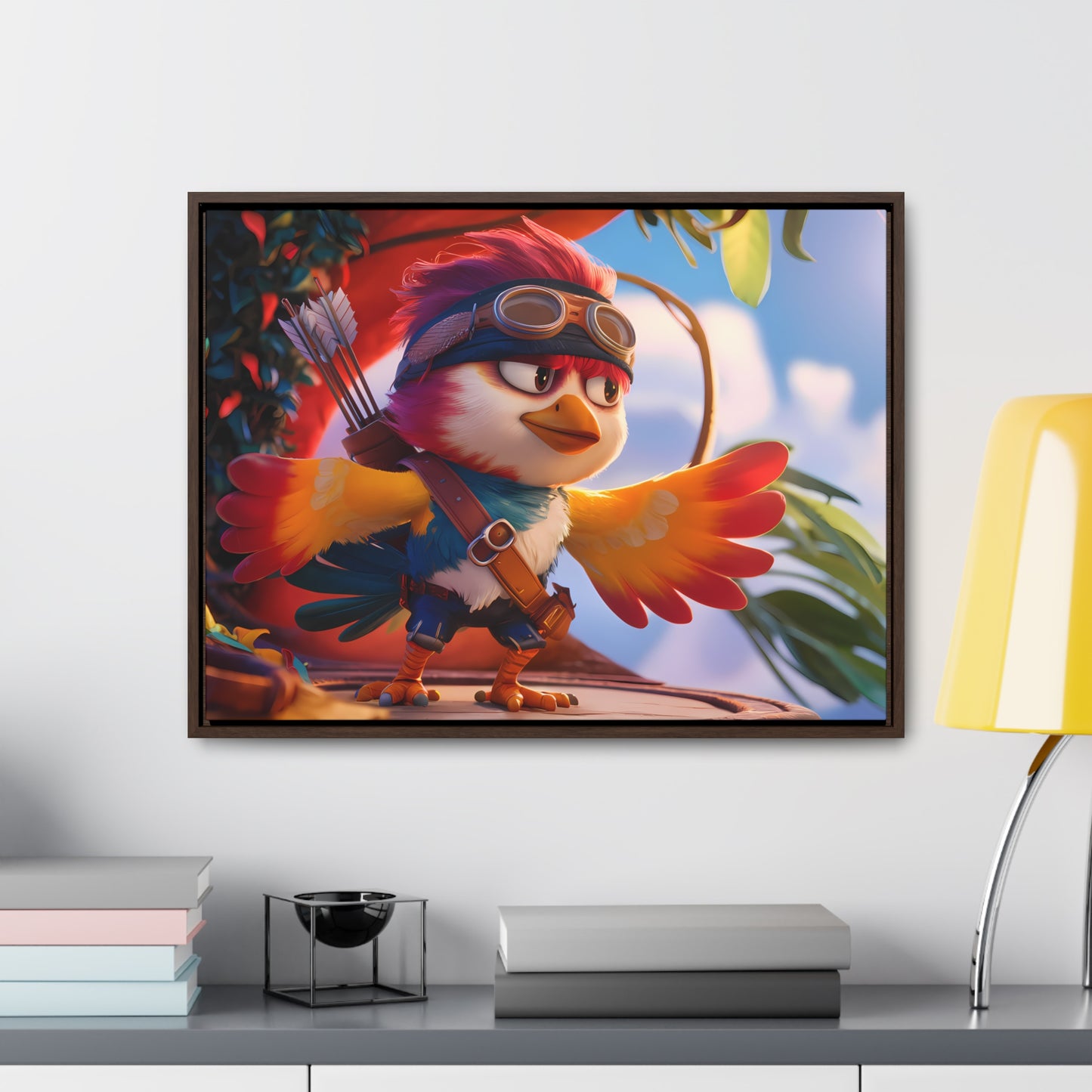 "Feathered Adventurer: The Brave Bird Archer" - Gallery Canvas Wraps, Horizontal Frame