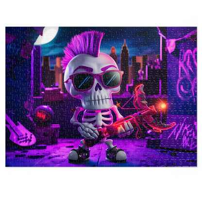 Punk Skull Archer in Neon City - Jigsaw Puzzle (30, 110, 252, 500,1000-Piece)