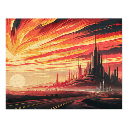 Crimson Horizon: City of the Future - Jigsaw Puzzle (30, 110, 252, 500,1000-Piece)