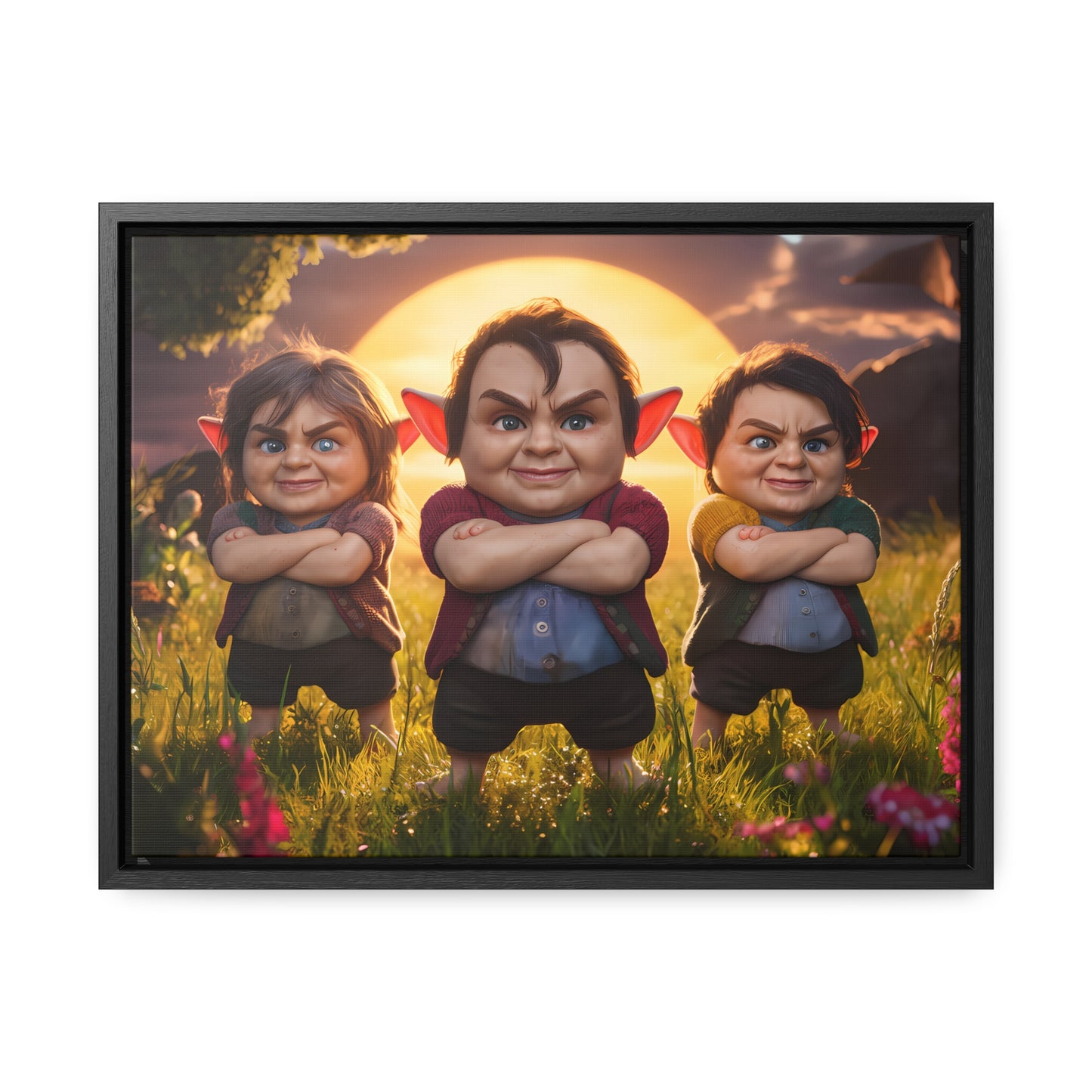 The Mischievous Trio at Sunset - Gallery Canvas Wraps, Horizontal Frame