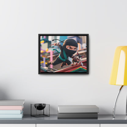 "Ninja and the Fearless Pup" - Gallery Canvas Wraps, Horizontal Frame