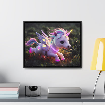 "Cybernetic Unicorn's Twilight Adventure" - Gallery Canvas Wraps, Horizontal Frame