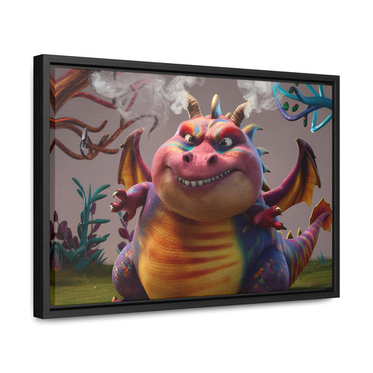 "Smug Rainbow Dragon in a Whimsical Forest" - Gallery Canvas Wraps, Horizontal Frame