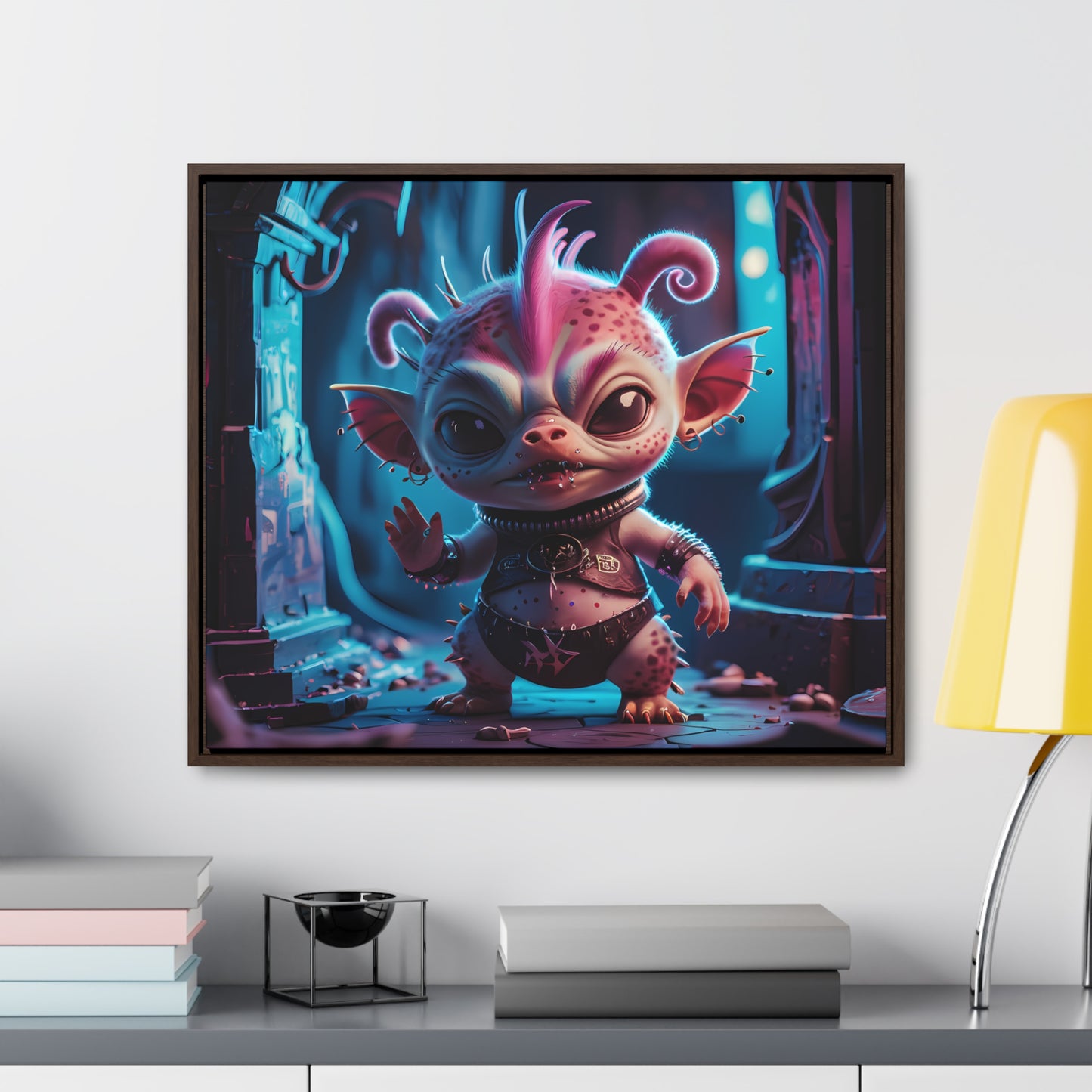 "Punk Goblin in Neon Alley" - Gallery Canvas Wraps, Horizontal Frame