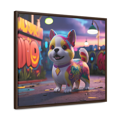 "Graffiti Pup in Neon Alley" - Gallery Canvas Wraps, Horizontal Frame