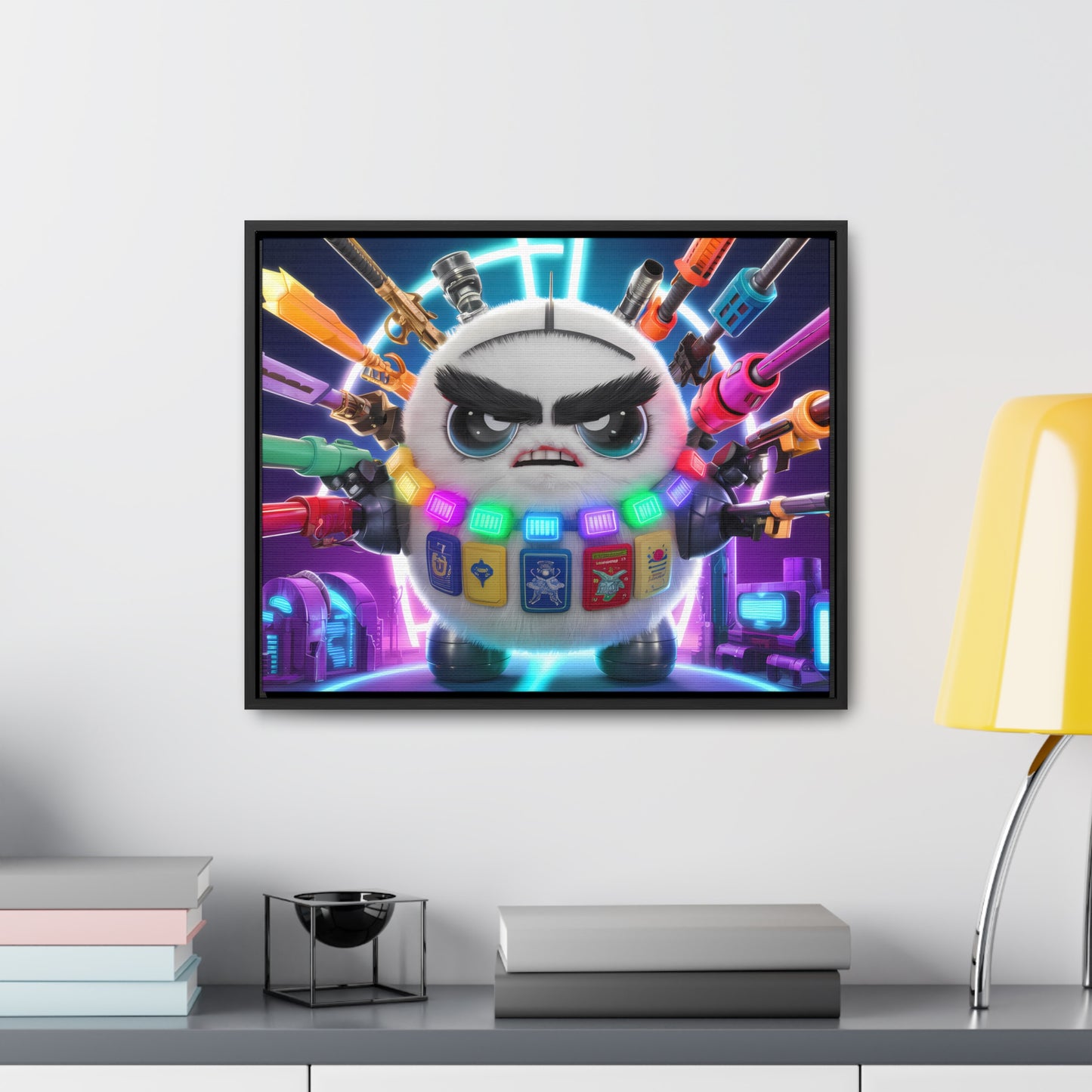 Battle-Ready Fluffbot: The Ultimate Arsenal - Gallery Canvas Wraps, Horizontal Frame