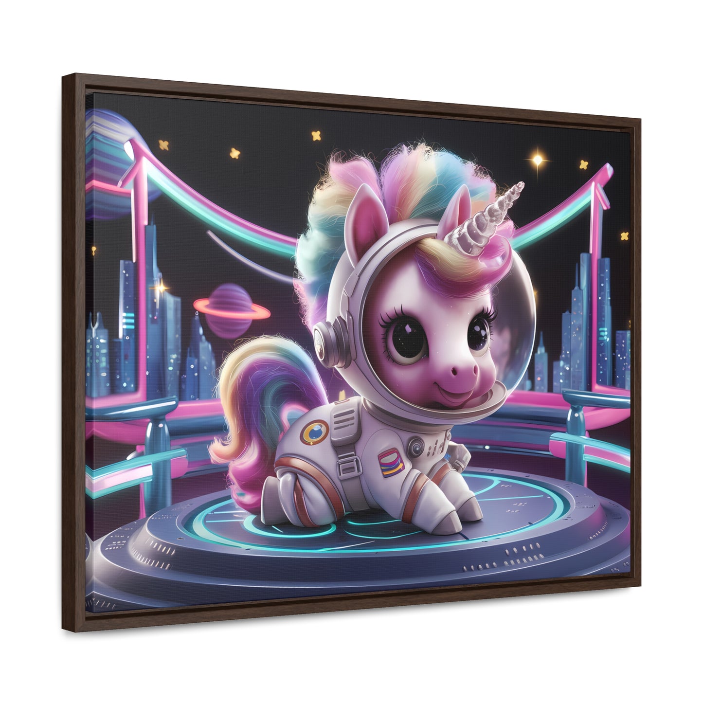 "Galactic Unicorn Explorer" - Gallery Canvas Wraps, Horizontal Frame