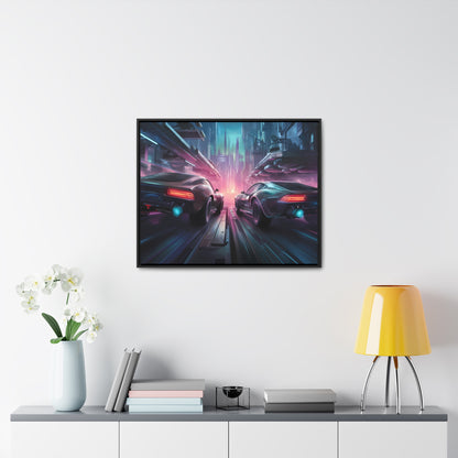 Neon Horizon: Velocity Clash - Gallery Canvas Wraps, Horizontal Frame