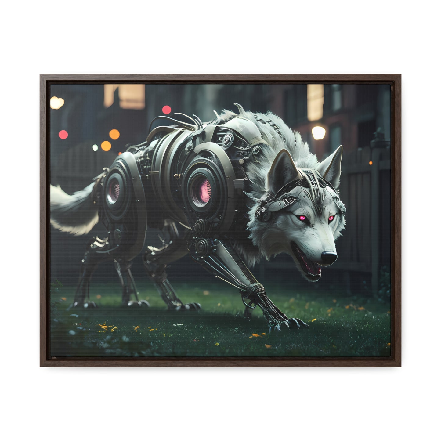 Cyber Wolf Sentinel - Gallery Canvas Wraps, Horizontal Frame