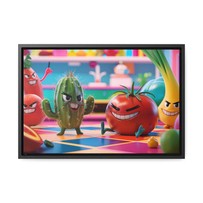 "Kitchen Showdown: The Produce Gang" - Gallery Canvas Wraps, Horizontal Frame