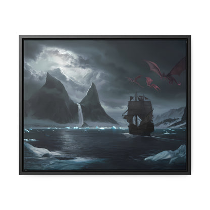 Dragons Over the Frozen Abyss - Gallery Canvas Wraps, Horizontal Frame