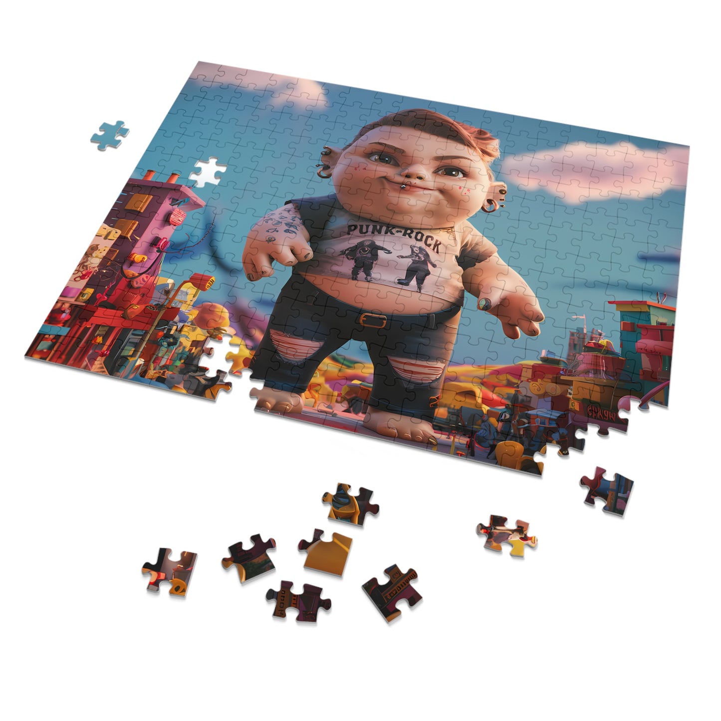 Punk Rock Giant in Toy Town - Jigsaw Puzzle (30, 110, 252, 500,1000-Piece)