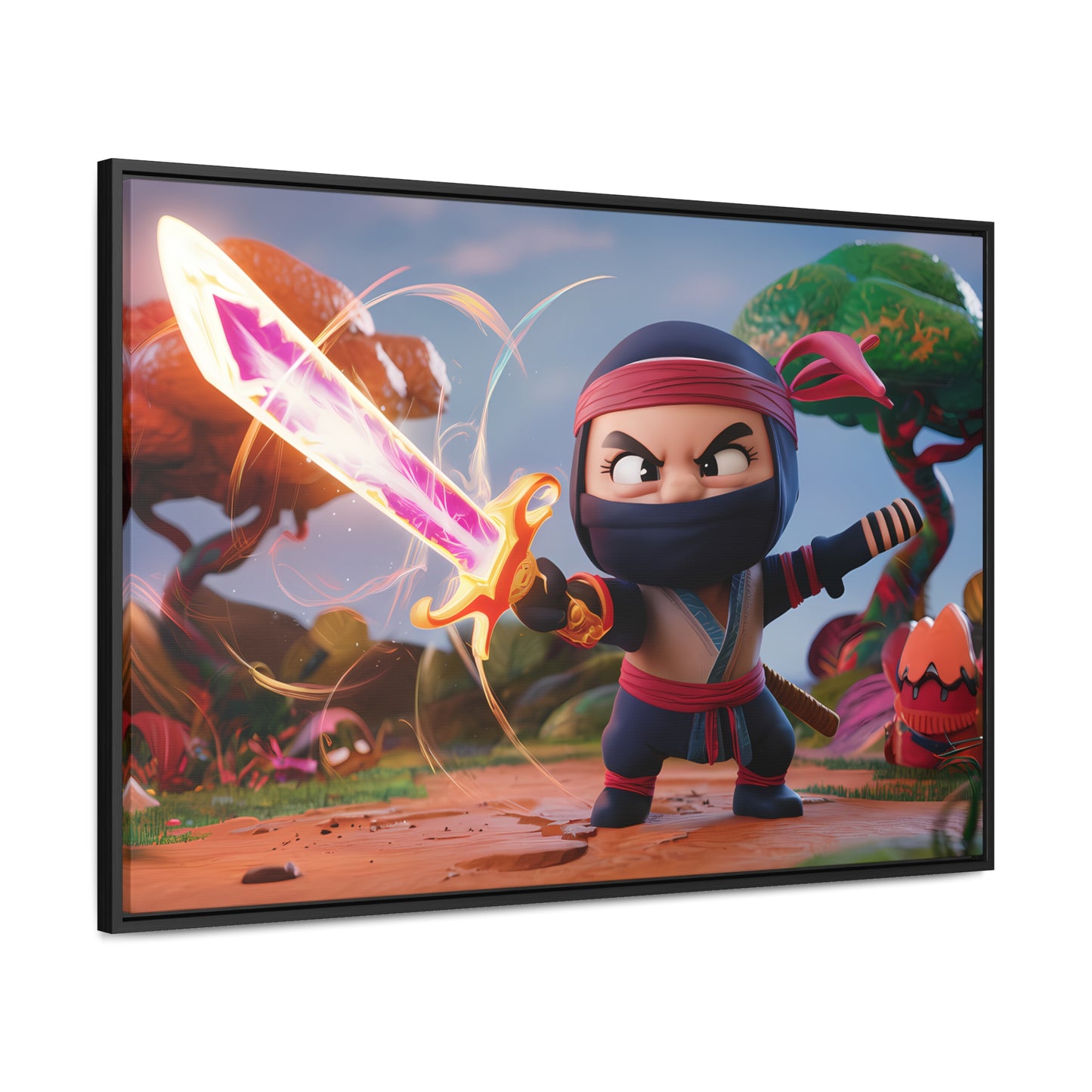 Ninja's Radiant Blade Adventure - Gallery Canvas Wraps, Horizontal Frame