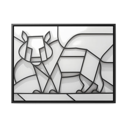 Geometric Rhino in Monochrome - Gallery Canvas Wraps, Horizontal Frame