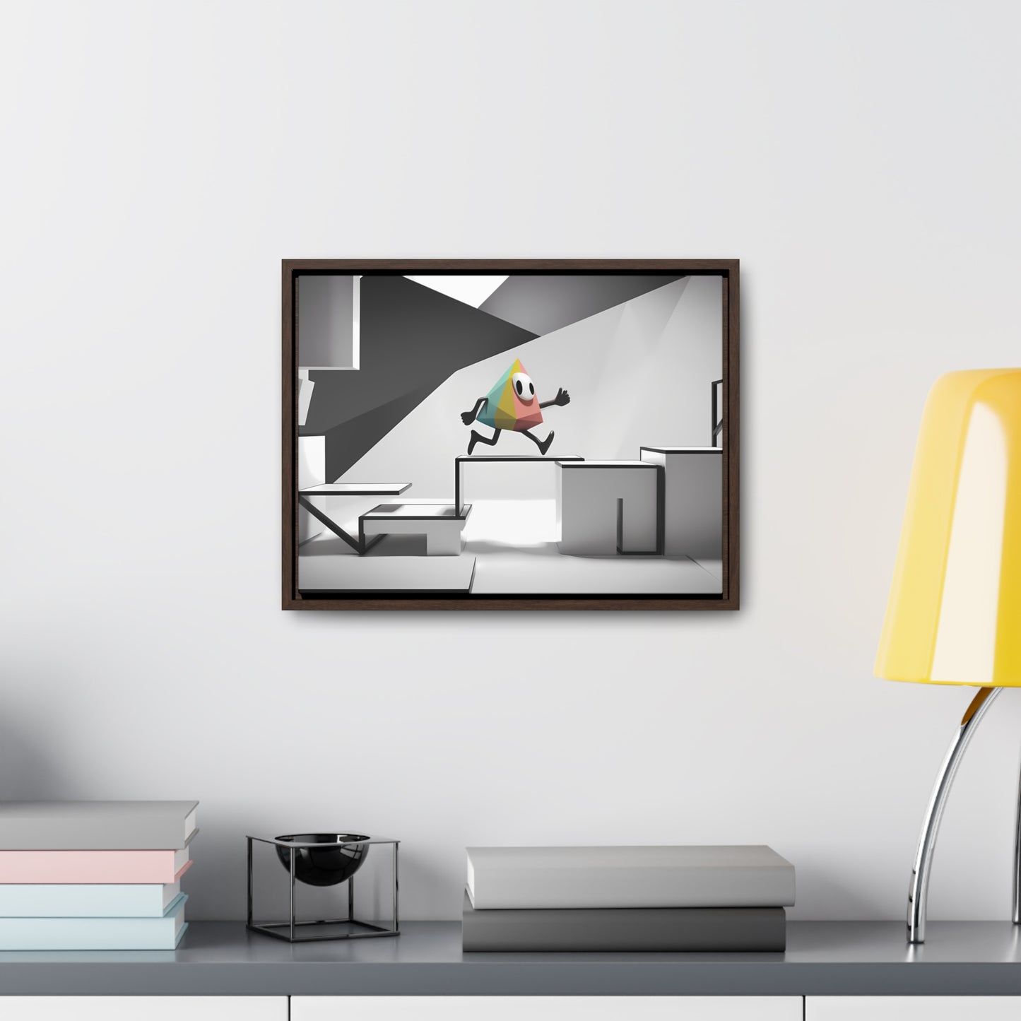 Geometric Adventure in Monochrome World - Gallery Canvas Wraps, Horizontal Frame