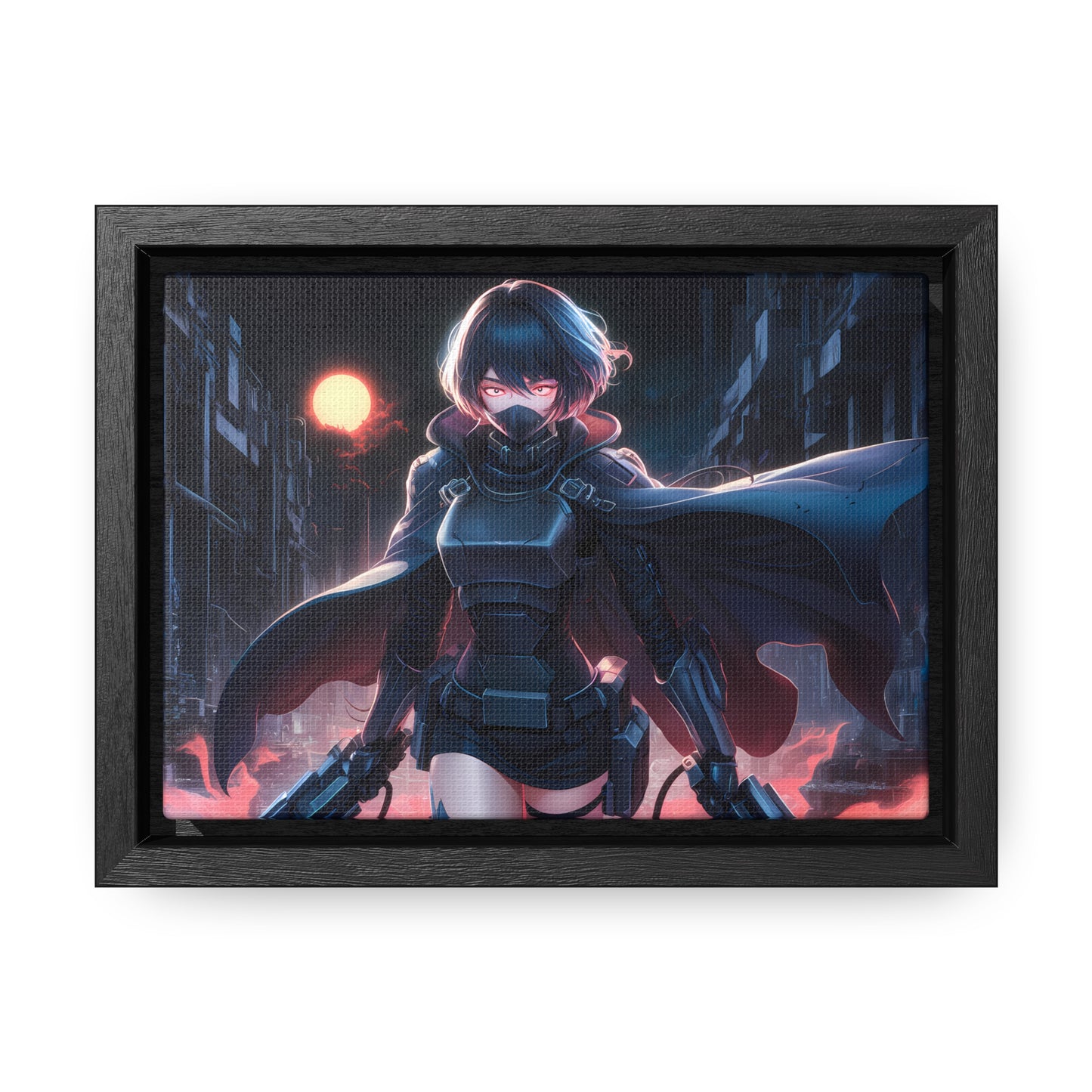 "Nightblade: The Cyberpunk Vigilante" - Gallery Canvas Wraps, Horizontal Frame