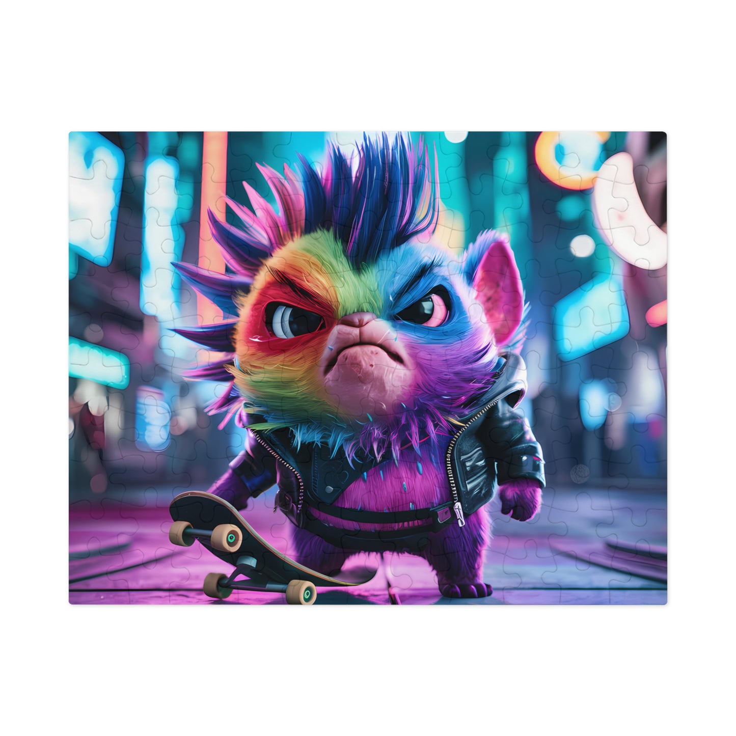 Punk Rock Skater Feline in Neon City - Jigsaw Puzzle (30, 110, 252, 500,1000-Piece)