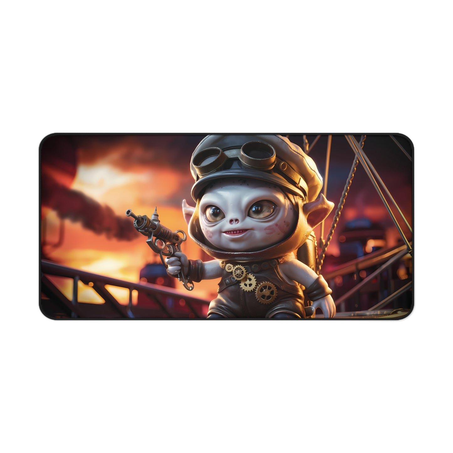 Cute Steampunk Alien Gunner - Desk Mat