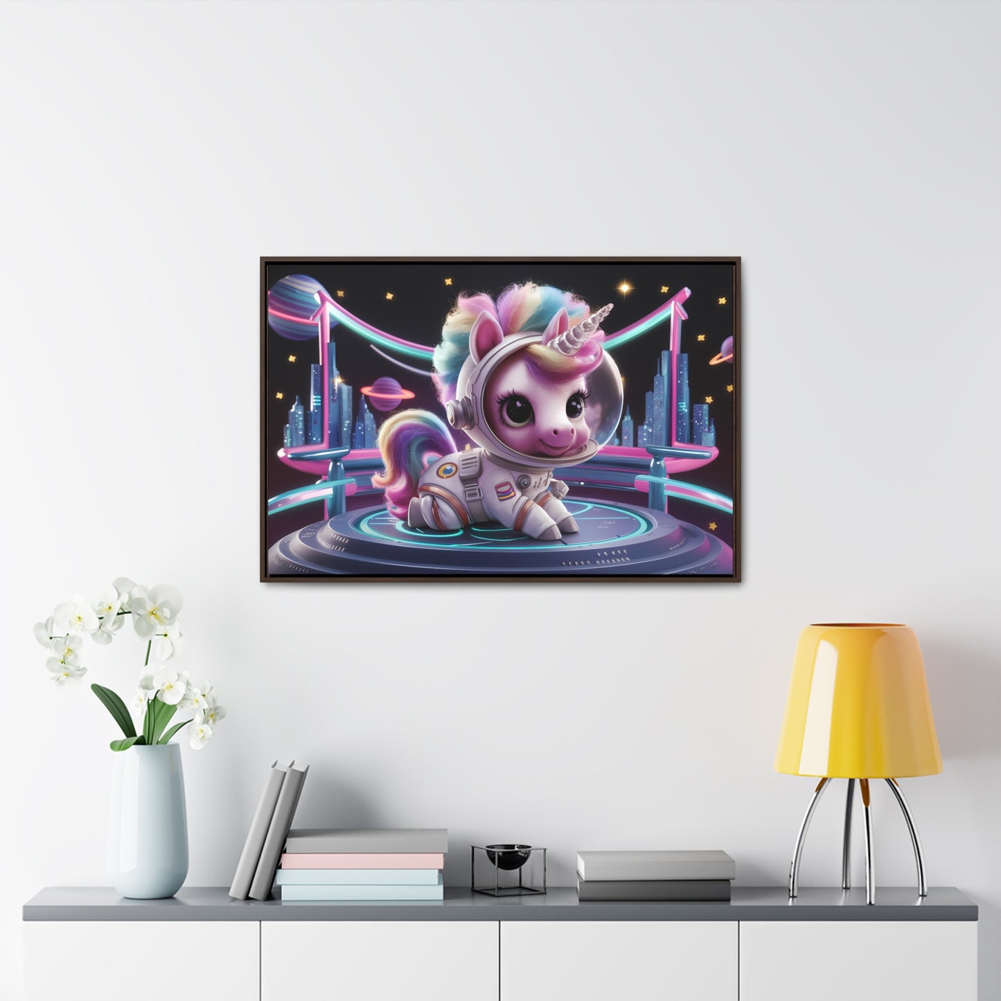 "Galactic Unicorn Explorer" - Gallery Canvas Wraps, Horizontal Frame