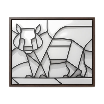 Geometric Rhino in Monochrome - Gallery Canvas Wraps, Horizontal Frame