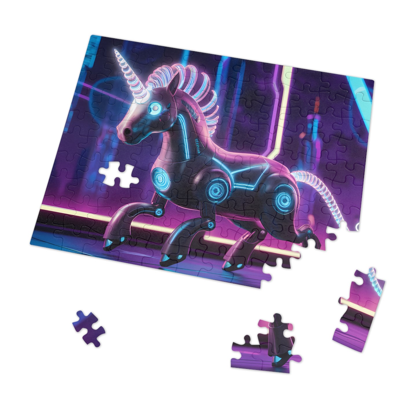 Neon Cyber Unicorn - Jigsaw Puzzle (30, 110, 252, 500,1000-Piece)