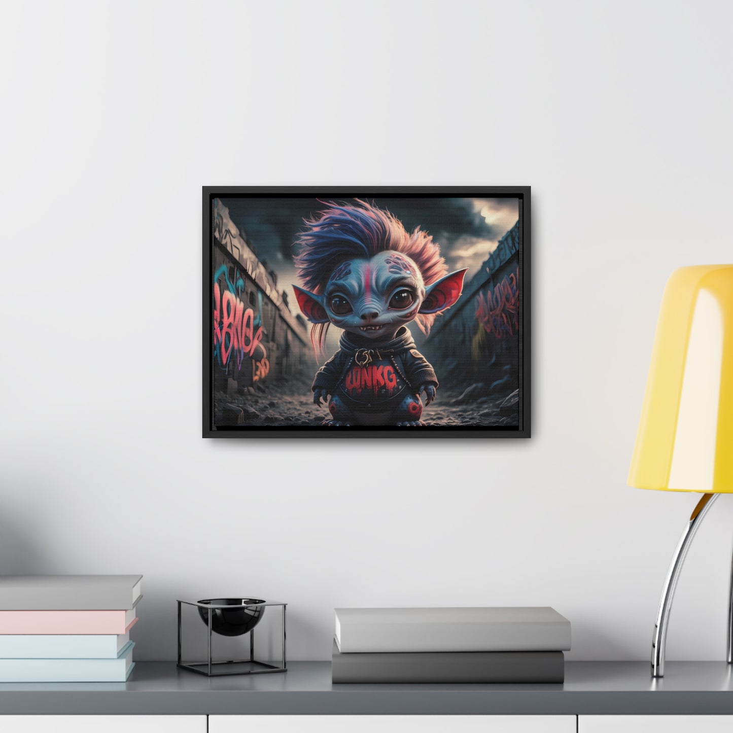 Rebel Gremlin in the Neon Alley - Gallery Canvas Wraps, Horizontal Frame