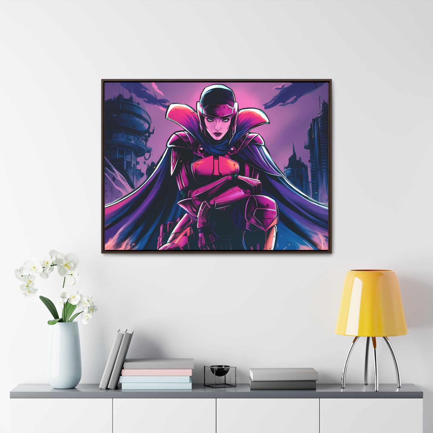 Guardian of the Neon Empire - Gallery Canvas Wraps, Horizontal Frame