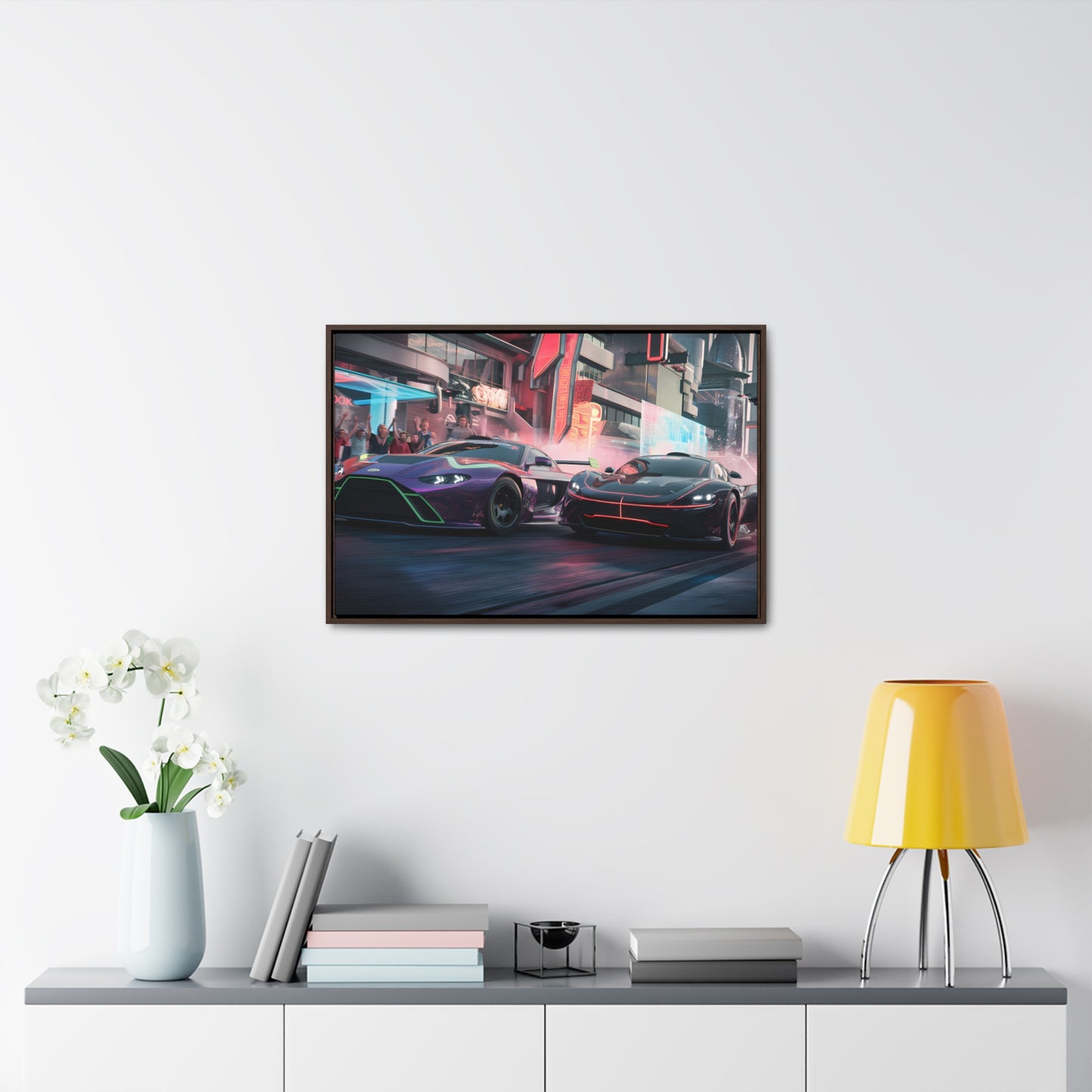 Neon Drift Showdown - Gallery Canvas Wraps, Horizontal Frame