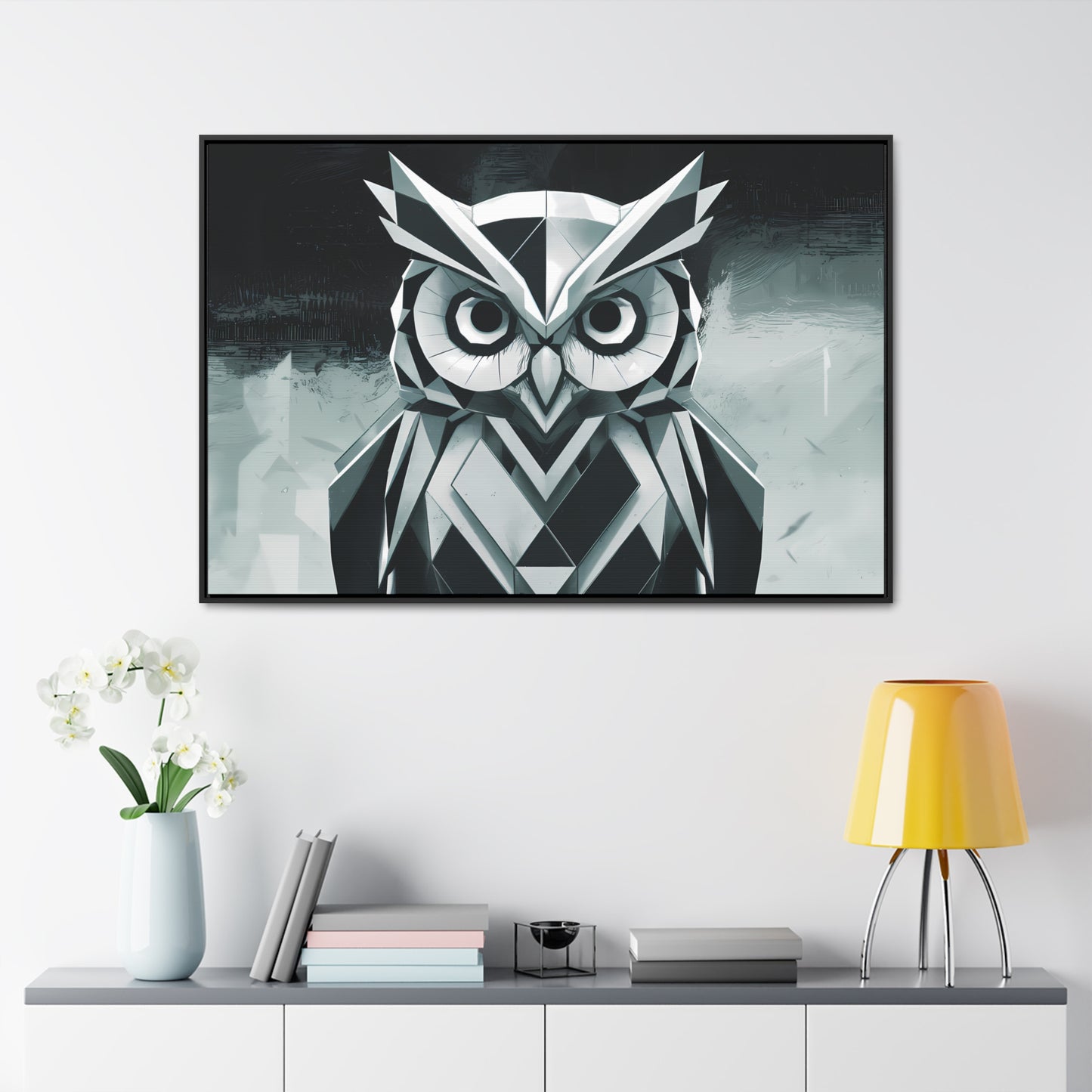 "Geometric Sentinel" - Gallery Canvas Wraps, Horizontal Frame