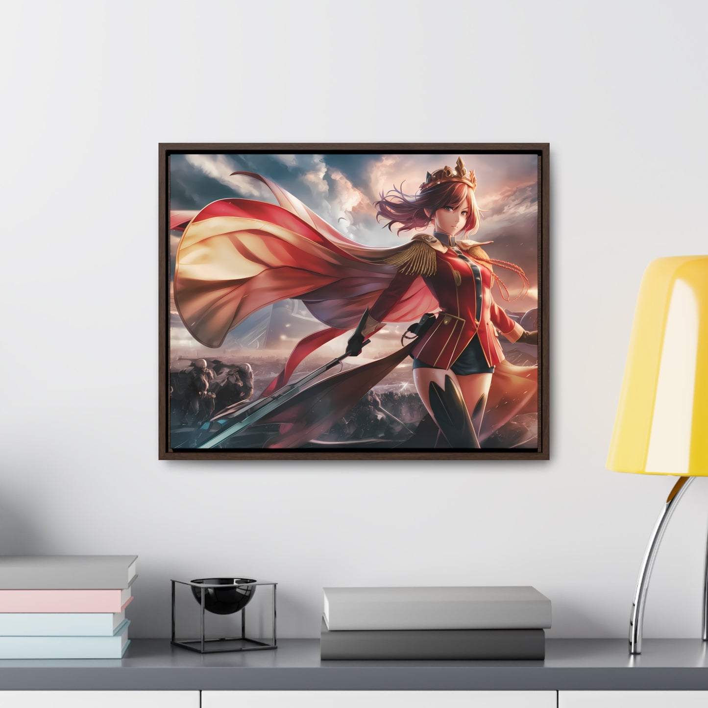 "Crimson Empress: Battle's Edge" - Gallery Canvas Wraps, Horizontal Frame