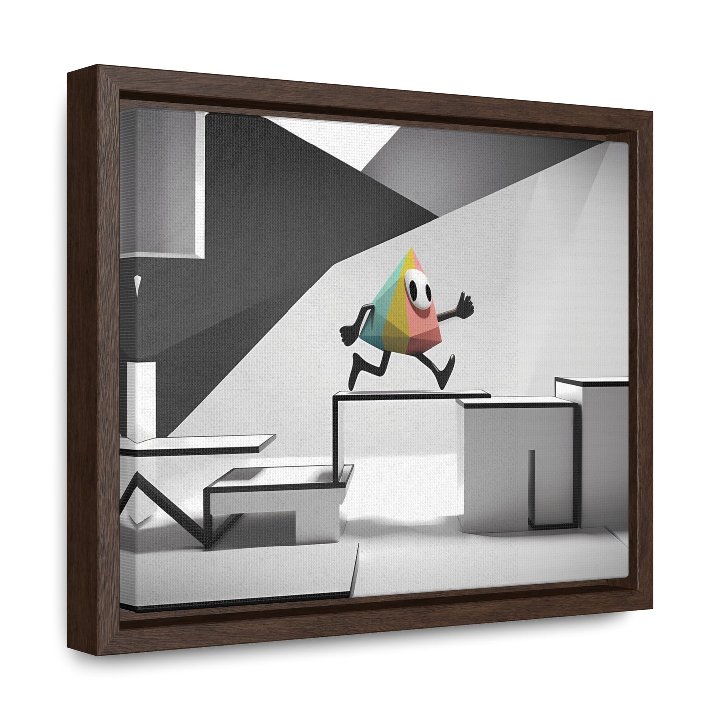 Geometric Adventure in Monochrome World - Gallery Canvas Wraps, Horizontal Frame