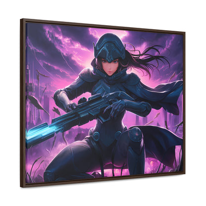 Shadow Sentinel: Neon Hunter - Gallery Canvas Wraps, Horizontal Frame