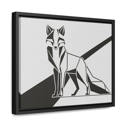 Geometric Fox in Black and White - Gallery Canvas Wraps, Horizontal Frame