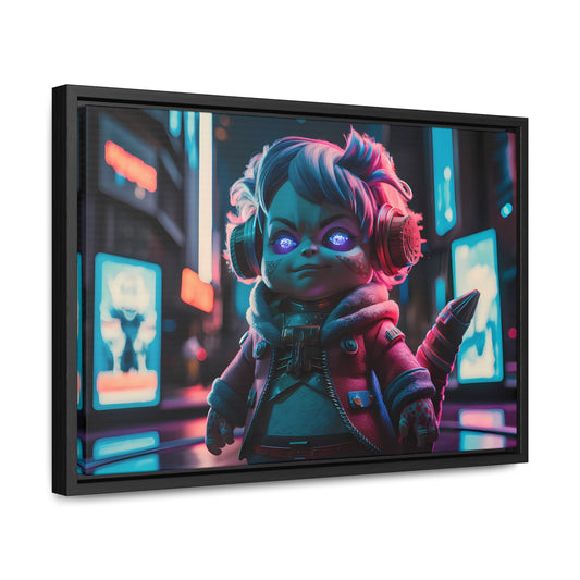 Neon Guardian in the Cyber City - Gallery Canvas Wraps, Horizontal Frame