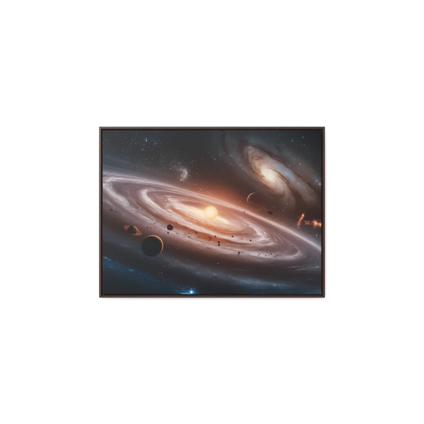 Celestial Symphony: The Dance of Galaxies and Planets - Gallery Canvas Wraps, Horizontal Frame