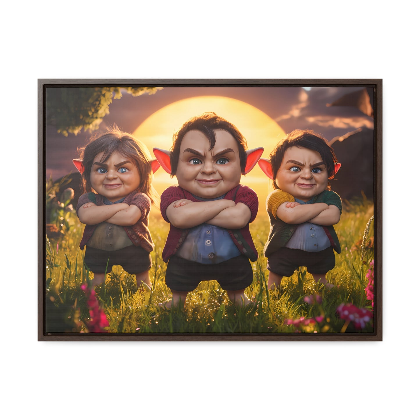 The Mischievous Trio at Sunset - Gallery Canvas Wraps, Horizontal Frame