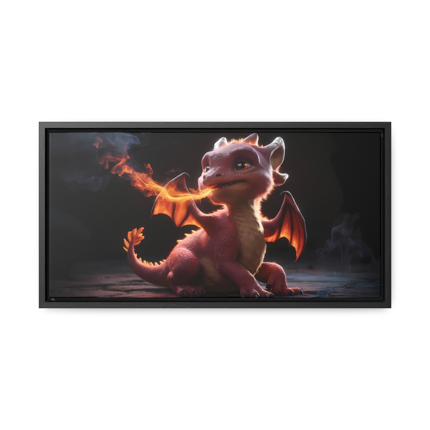 "Baby Dragon's First Flame" - Gallery Canvas Wraps, Horizontal Frame