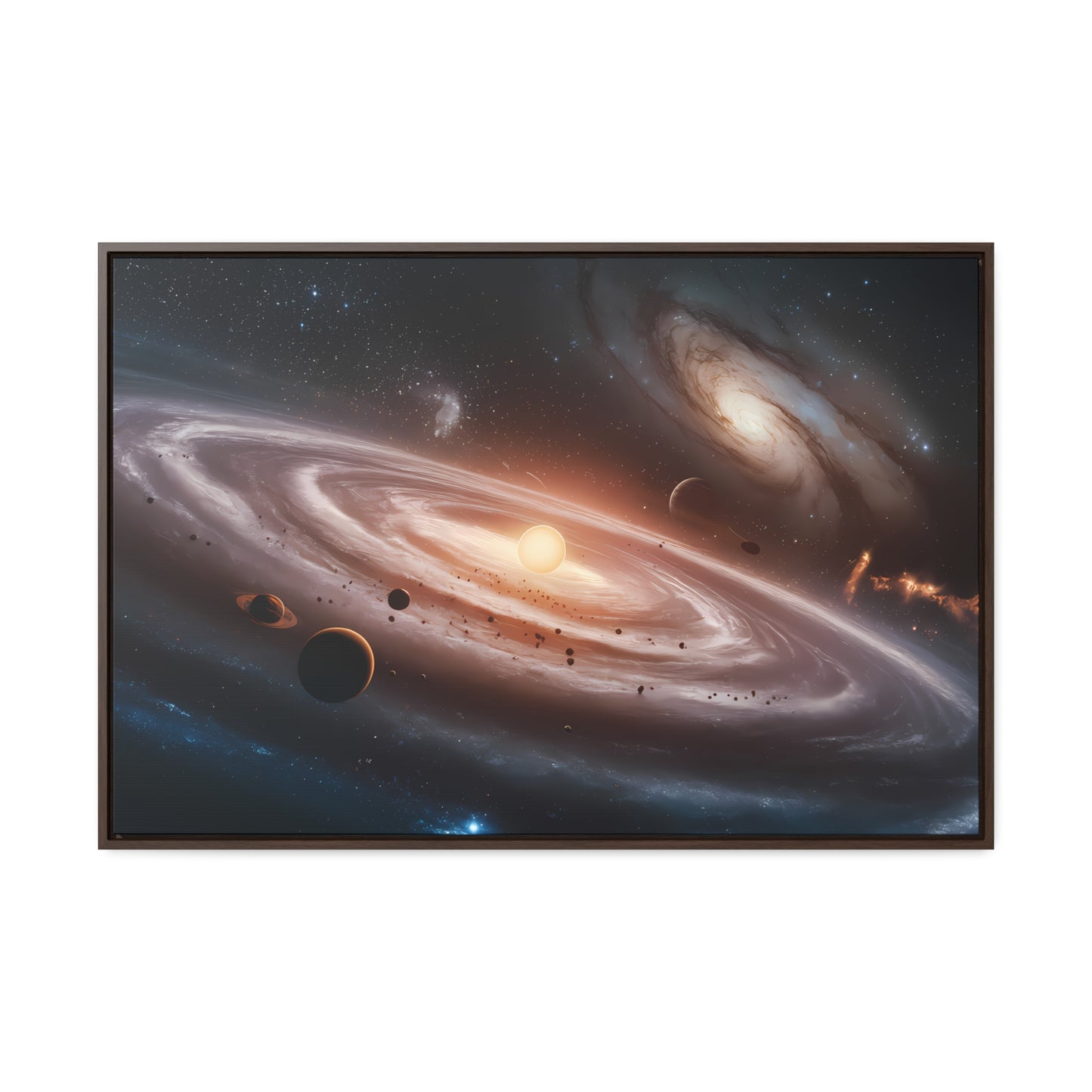 Celestial Symphony: The Dance of Galaxies and Planets - Gallery Canvas Wraps, Horizontal Frame