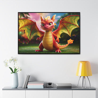 "Playful Baby Dragon in a Magical Forest" - Gallery Canvas Wraps, Horizontal Frame