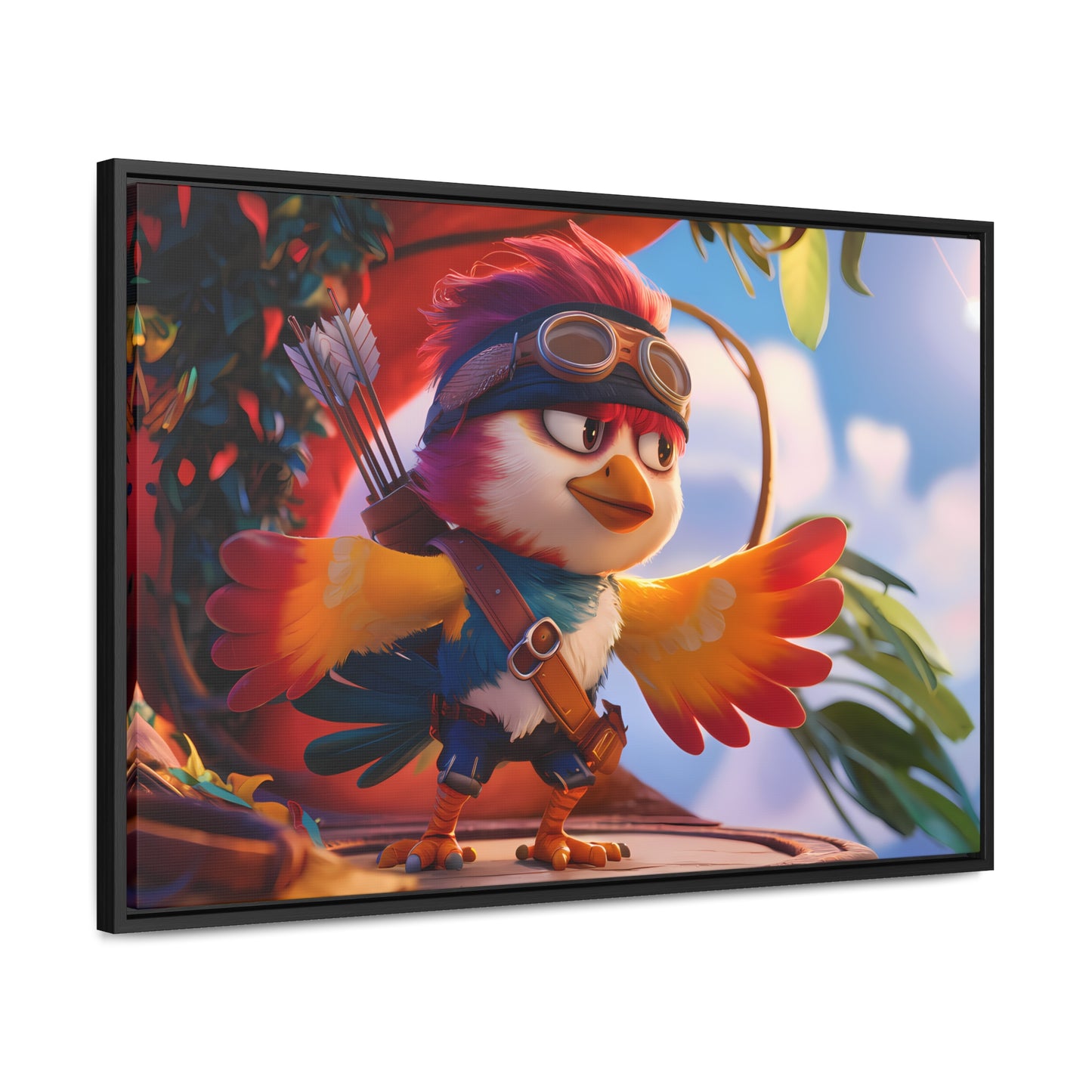 "Feathered Adventurer: The Brave Bird Archer" - Gallery Canvas Wraps, Horizontal Frame